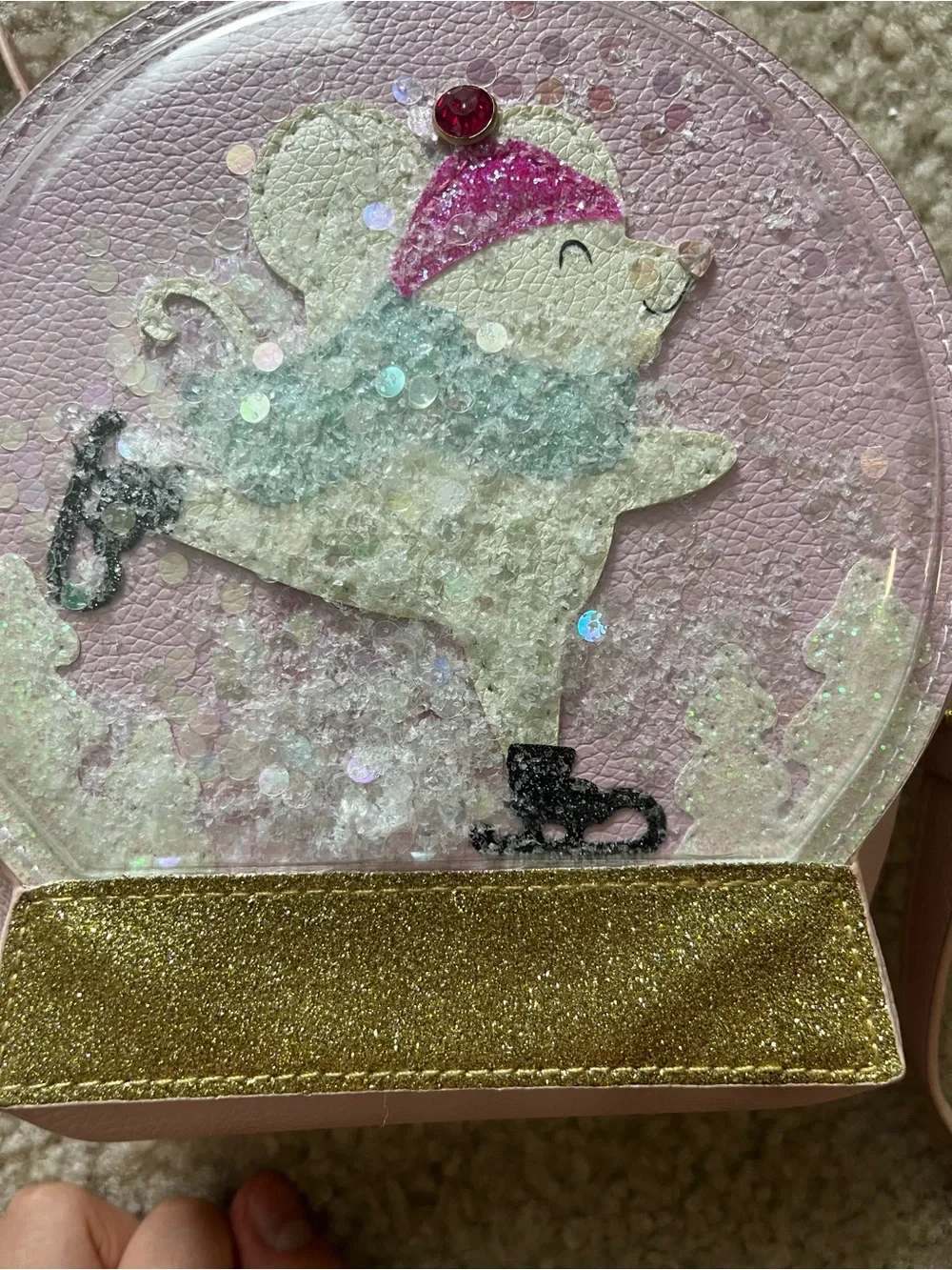 Pink Glitter Mouse Snow Globe Purse